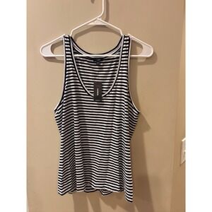 Express Slimming Tank Top Womens Small S Black White Striped Scoop Neck NWT